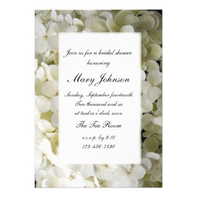 White Hydrangea Bridal Shower Invitation
