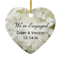 White Hydrangea Engagement Heart Ornament