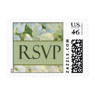 White hydrangea RSVP postage stamp