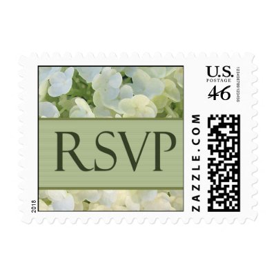 White hydrangea RSVP postage