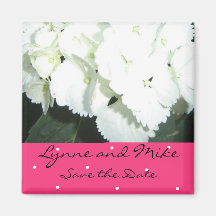 White Hydrangea Save the Date Fridge Magnet
