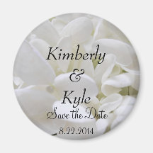 White Hydrangea "Save the Date" magnet