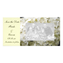 White Hydrangea Save the Date Photo Card