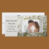 White Hydrangea Save the Date photo cards