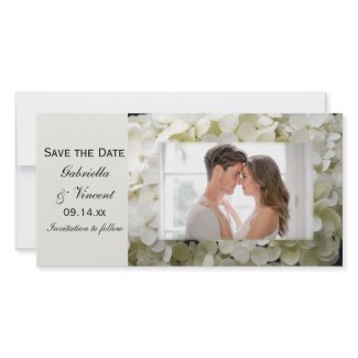 White Hydrangea Save the Date photocard