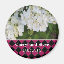 White Hydrangea Save the Date Refrigerator Magnet