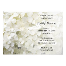 White Hydrangea Sweet 16 Birthday Party Invitation