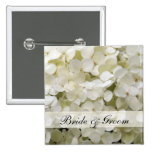 White Hydrangea Wedding Button