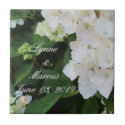 White Hydrangea Wedding Date Keepsake Tiles