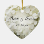 White Hydrangea Wedding Heart Ornament