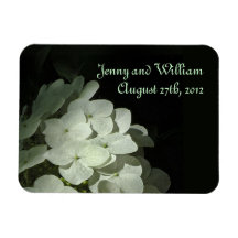 White Hydrangea Wedding Keepsake Magnet