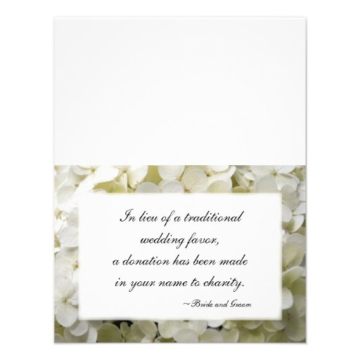 White Hydrangea Wedding Kindness Card Personalized Invites