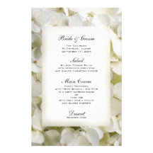 White Hydrangea Wedding Menu Stationery