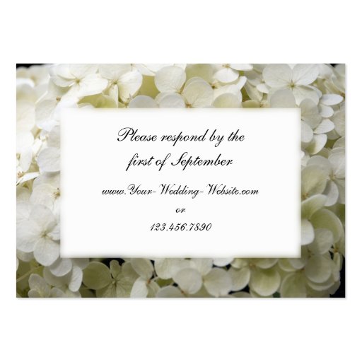 White Hydrangea Wedding RSVP Response Card Business Card Templates (front side)