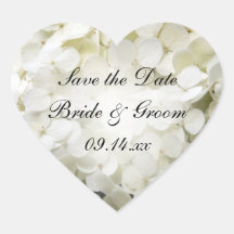 White Hydrangea Wedding Save the Date Stickers