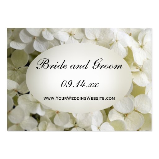 White Hydrangea Wedding Website Card Business Card (front side)