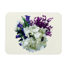 White Hydrangea With Canterbury Bells and Sage Rectangular Magnet
