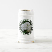 White Hydrangeas Beer Stein Coffee Mugs