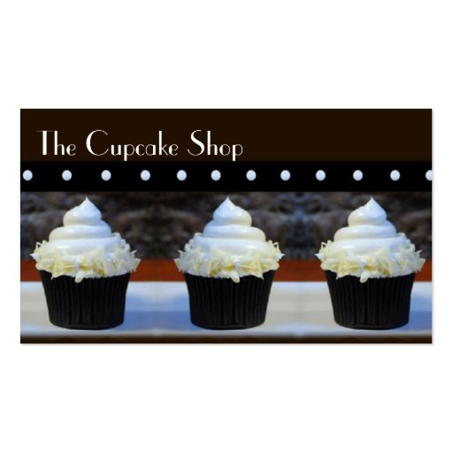 White Icing Cupcakes on Brown Business Cards (front side)