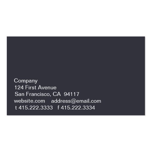 White II Business Card (back side)