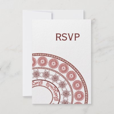 White Indian Henna Mehendi Wedding RSVP Card Personalized Invitation by 