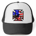 White Iron Cross Flag Chopper Girls Mesh Hats