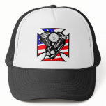 White Iron Cross Flag Hd Mc 2 Mesh Hats