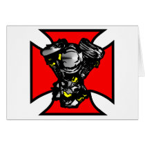 White Iron Cross Hd Mc Engine Cards
