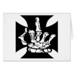 White Iron Cross Middle Finger Greeting Cards