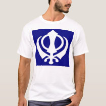 WHITE KHANDA ON BLUE BG t-shirts by MADDY_COOL WHITE KHANDA ON BLUE BG t-shirts