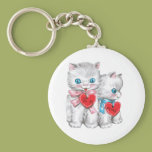 White Kittens Valentine Keychain