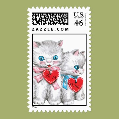 White Kittens Valentine Postage Zazzle_stamp White Kittens Valentine Postage Zazzle_stamp