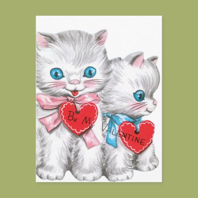 White Kittens Valentine Post Card Zazzle_postcard White Kittens Valentine Post Card Zazzle_postcard