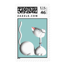 White Kitty in the Blue postage by candystore White Kitty in the Blue postage