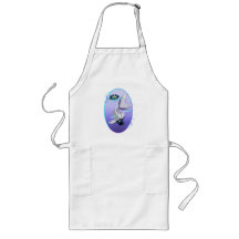 White Koi-Blue Lily Oval Aprons