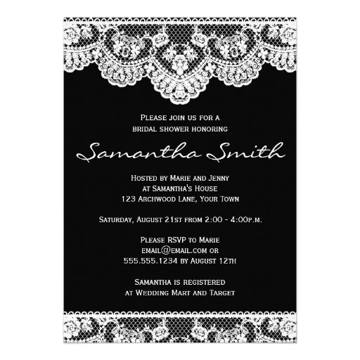 White Lace and Black Bridal Shower Invite