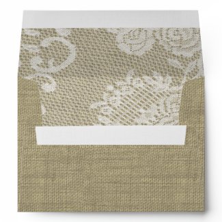 White Lace and Burlap Printed Envelopes