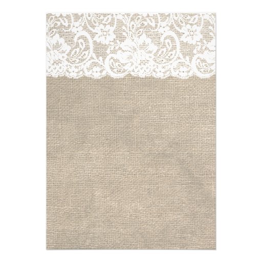 White Lace and Burlap Wedding Invitation