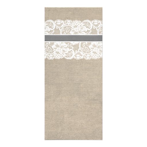White Lace and Burlap Wedding Invitation Vertical