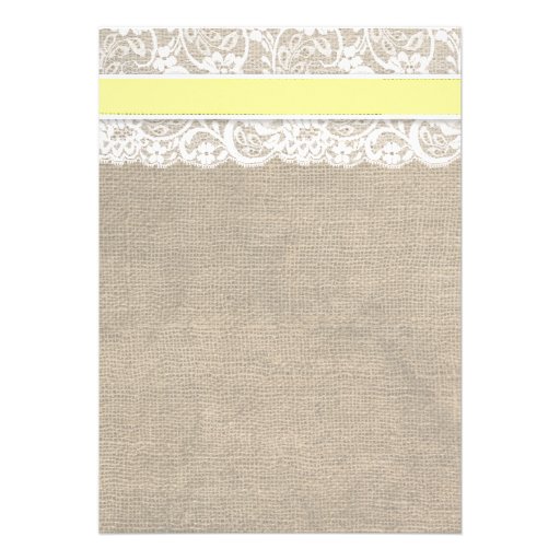 White Lace and Burlap Wedding Invitation- Yellow