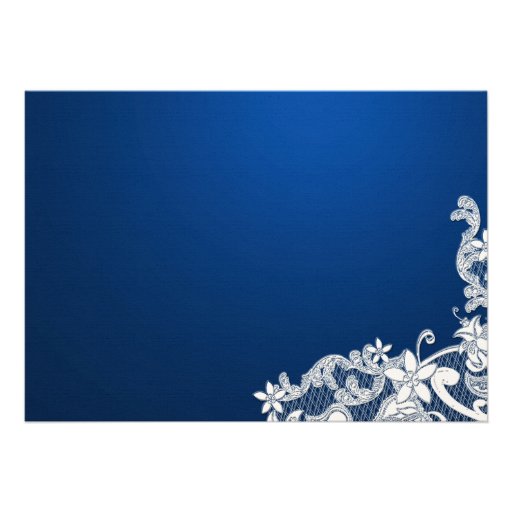 White Lace and Deep Sapphire Wedding Invite