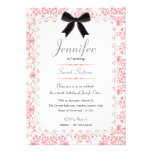 White Lace and Pink Damask Sweet 16 5x7 Custom Invitations
