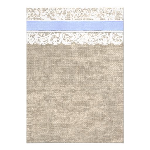 White Lace Burlap Wedding Invitation- Baby Blue