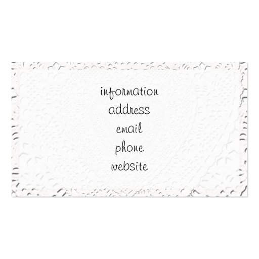 White Lace Fabric Image  Background Business Cards (back side)