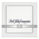 White Lace Girls First Communion Invitation