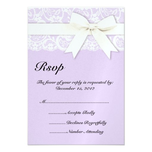 White Lace Lilac Purple Wedding Invitation