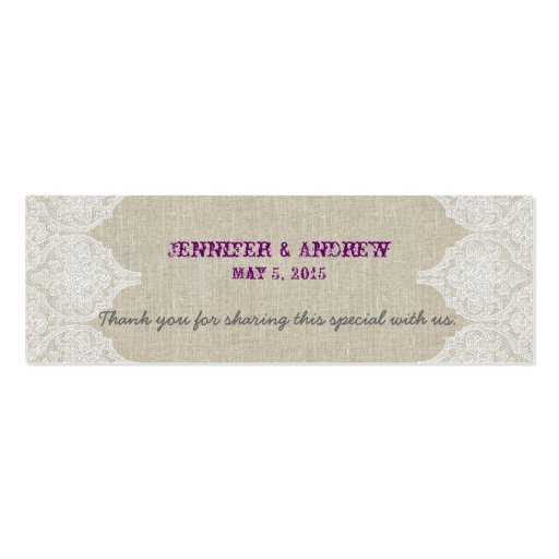 White Lace Linen Vintage Wedding Favor Card Business Cards (front side)