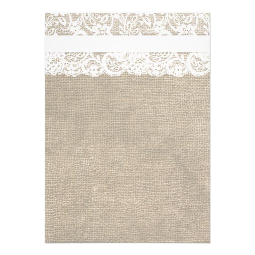 White Lace Look Rustic Burlap Wedding Invitation