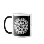 white lace mandala on black mug