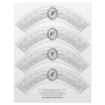 White Lace Monogram Cupcake Wrapper Customized Letterhead